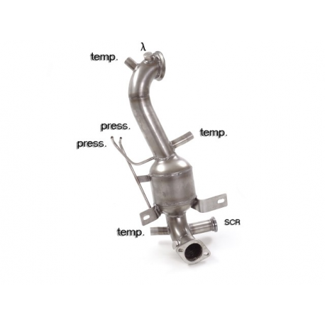Catalyseur sport + tube suppression FAP en inox  Fiat Tipo (5 portes ) 1.6MJT (88kW) 2016 - Aujourd’hui